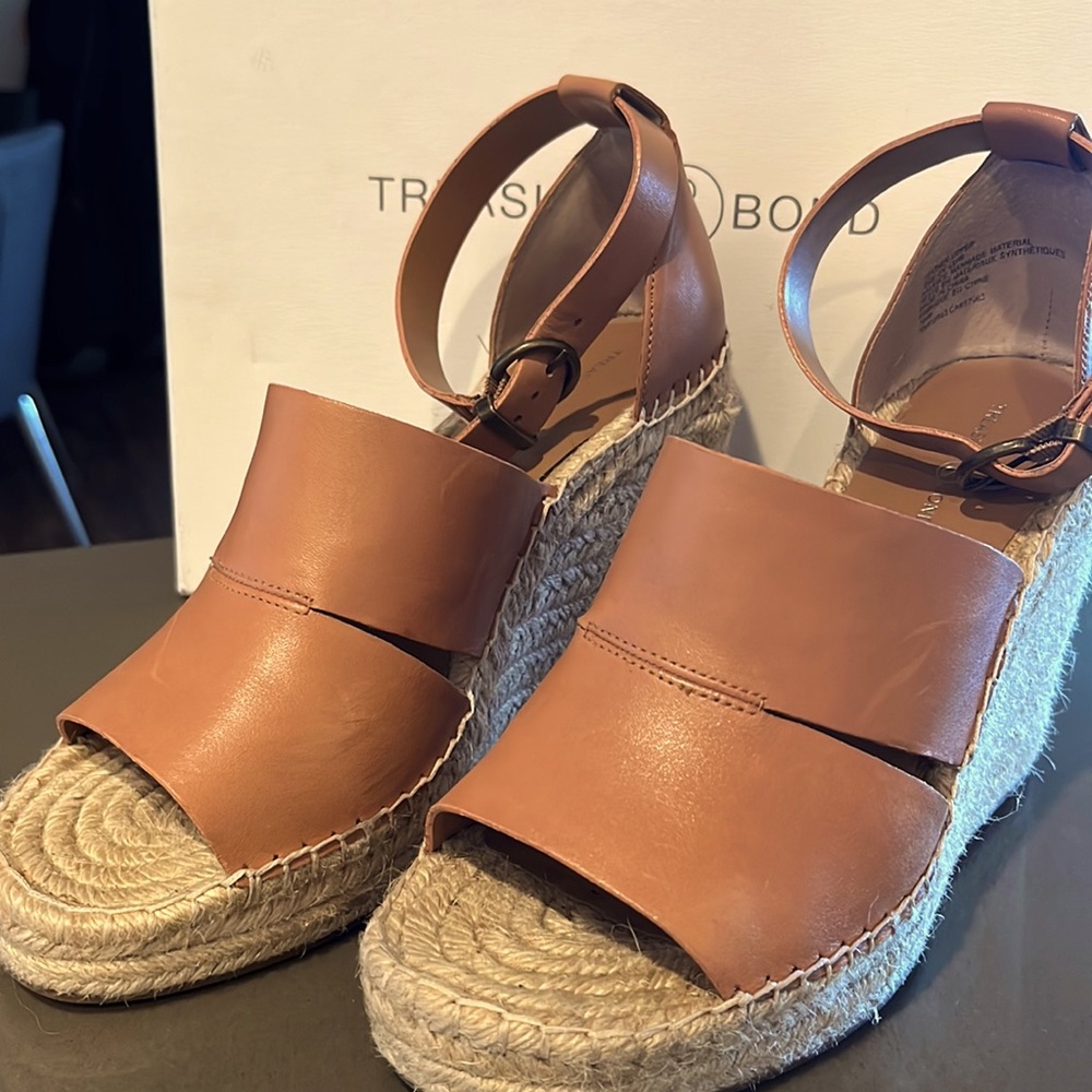 Treasure & Bond espadrille wedges. Tan leather, excellent condition, 10.5.